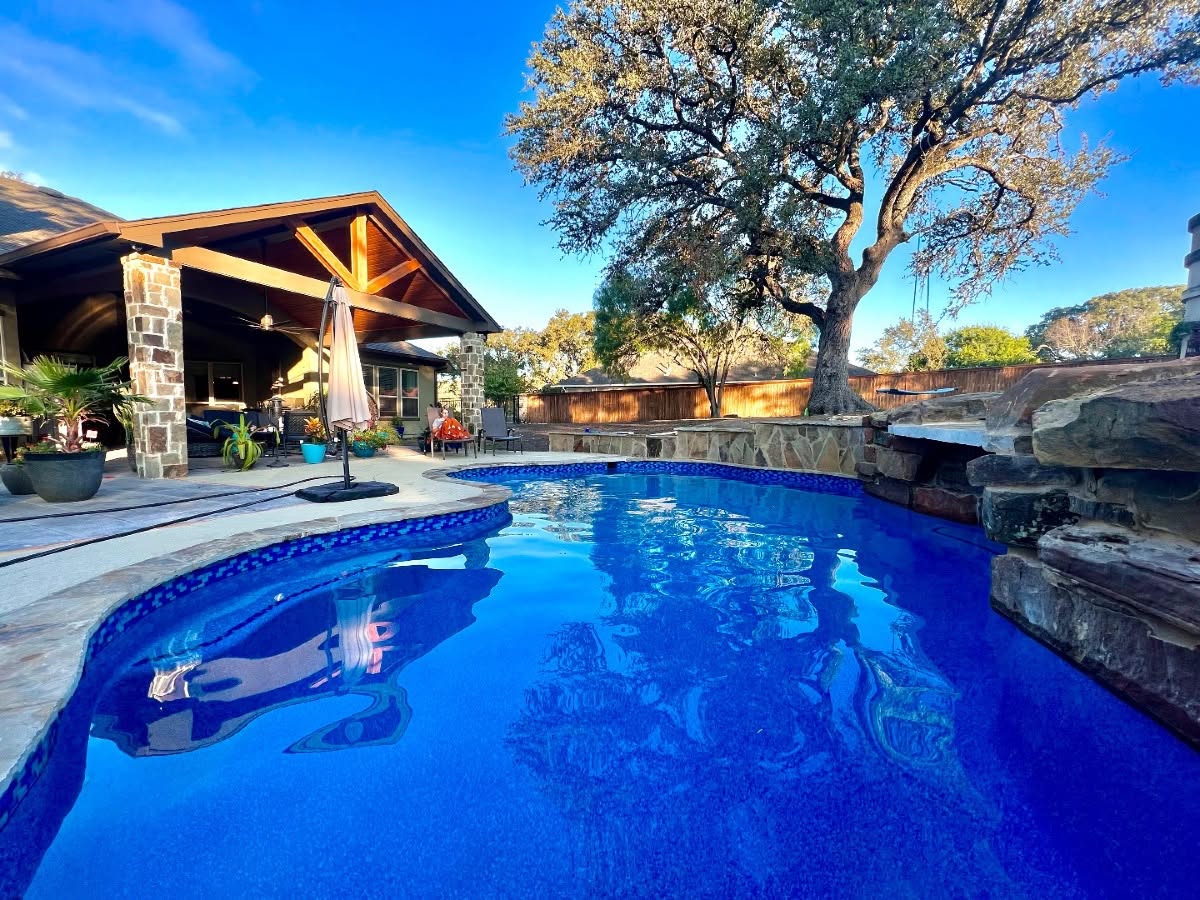 Engineered custom swimming pool built in Dripping Springs, Texas