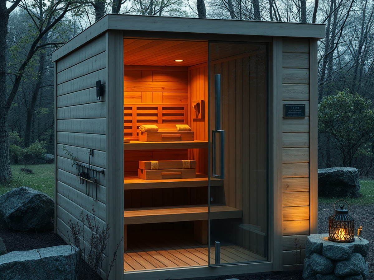 Handcrafted outdoor sauna with cedar interior